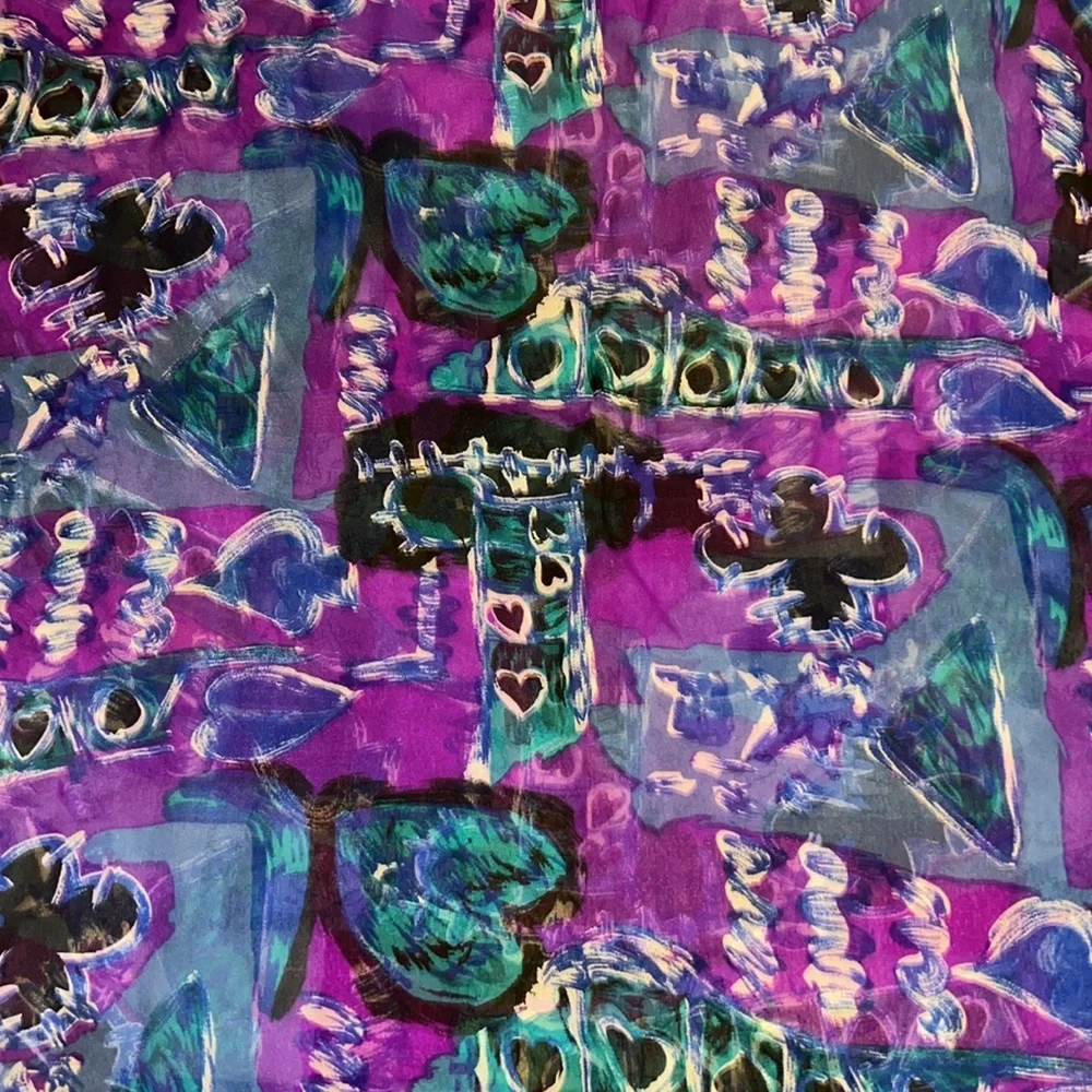 Tino Cosma silk sheer Italy oblong scarf 62” x 20”